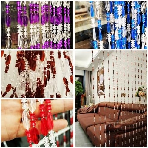 Ave Split Beaded Curtain Doorway 39x787 Inch Clear Acrylic Hanging Screen