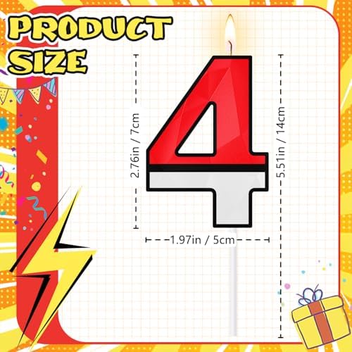 ZelZeluna Large 3D Number 4 Birthday Candles