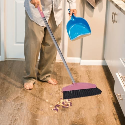Luxshiny Pink Angle Broom for Indoor Cleaning