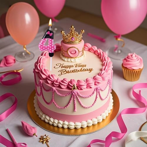 Pink Black Cartoon Mouse 4 Birthday Candle