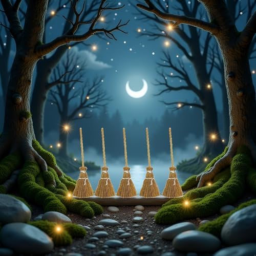 5Pcs Witch Broomstick Set Miniature Brooms Cinnamon Broom Decorative Tools