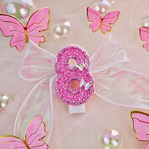 Pink Birthday Candles with 3D Butterfly Design
