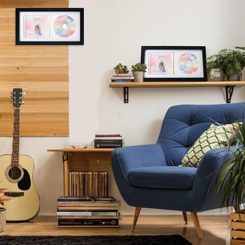 Hodeframe CD Wall Display Frame Black with White Mat