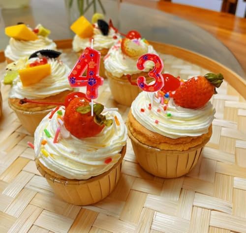 Red Blue Number 3 Dog Paw Theme Birthday Candles