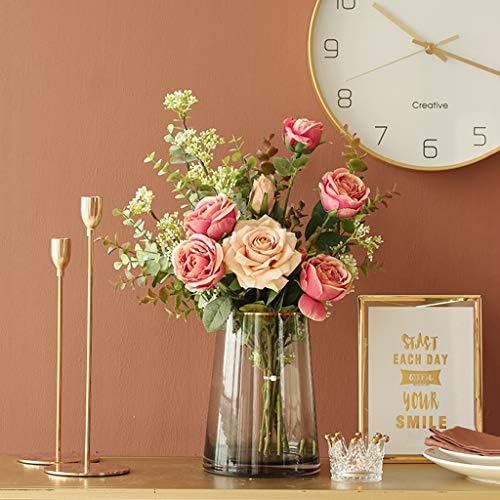 Artificial Flowers with Glass Vase Set for Home Decor