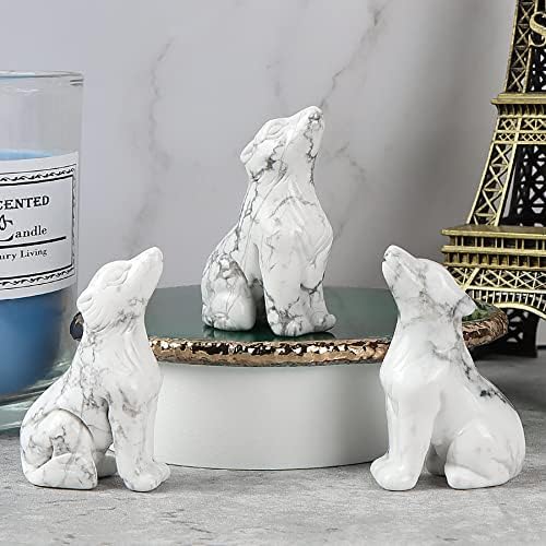Artistone White Howlite Wolf Statue 20 Inch