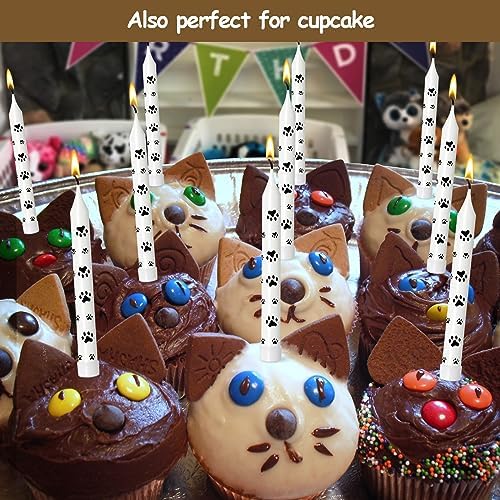 Lidmada 12Pcs Paw Print Birthday Candles for Pet Parties