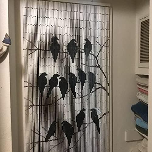 TACHILC Birds Bamboo Beaded Curtain for Doorway