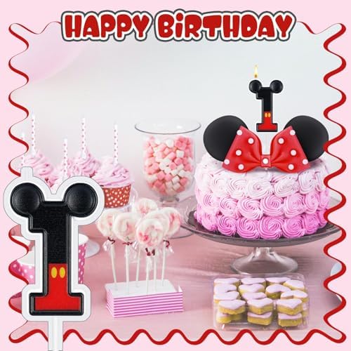 Red Number 1 Mouse Shape Birthday Candle