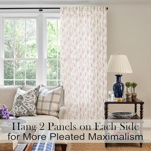 Lino Rosa Pink Floral Linen Curtains 96 In 2 Panel Set