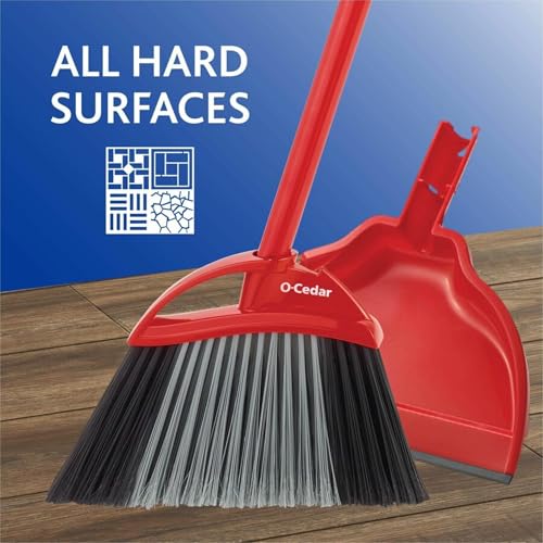 O-Cedar PowerCorner Angle Broom with Dustpan Red