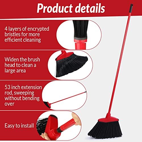 8-Piece Heavy Duty Angle Broom Set with Coated Metal Handle
