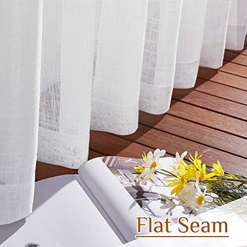 NICETOWN White Faux Linen Curtains 2 Panels 34x80