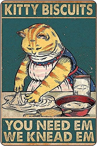 Vintage Kitty Biscuits Metal Sign - 12x8 Inches