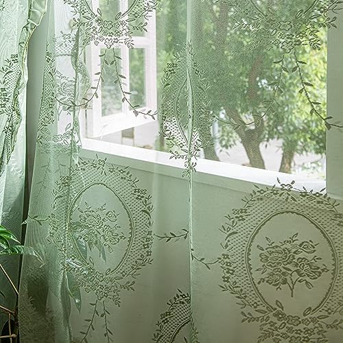 Sutuo Home Olive Green Ruffled Curtain Panels 2 Set