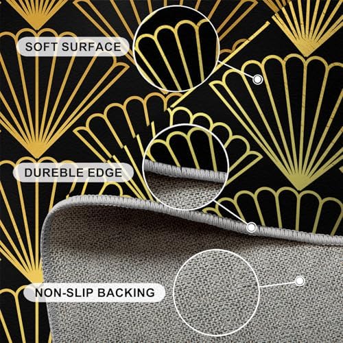 IJUGIX Black and Gold Area Rug 4x5 ft Modern Decor