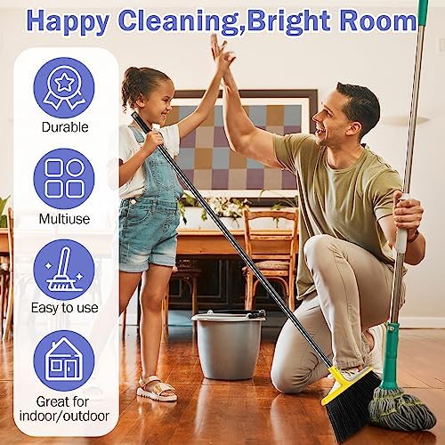 Roshtia 8 Pcs Heavy Duty Broom Set with Long Handle