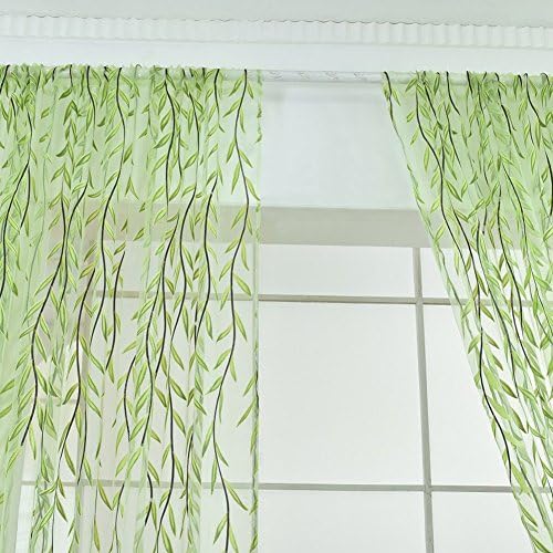 Ufurty 2 Pieces Willow Leaf Sheer Curtains
