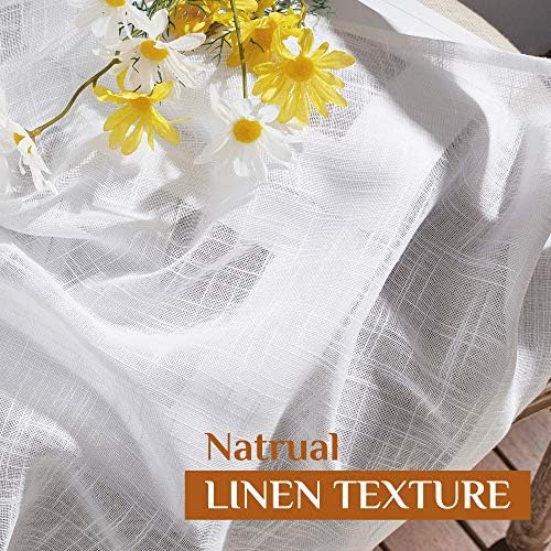 NICETOWN White Faux Linen Curtains 2 Panels 34x80