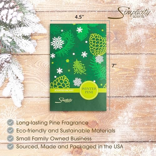 Winter Pine Scented Sachets Pack of 3 Made in USA