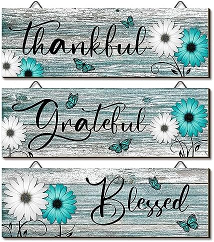 Geetery 3 Pcs Rustic Wooden Decor Signs
